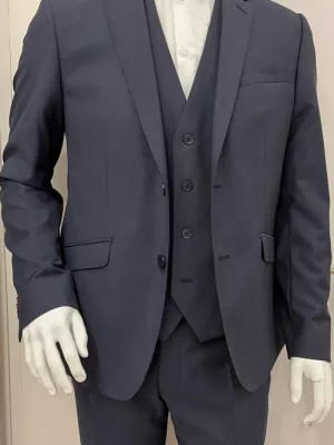 Costume 3 Pieces Toile 2 Tons Las Bang Casino Bleu Fonce
