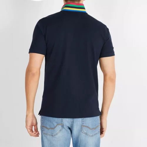 Polo Manches Courtes Col Multico Bleu Fonce – Image 2