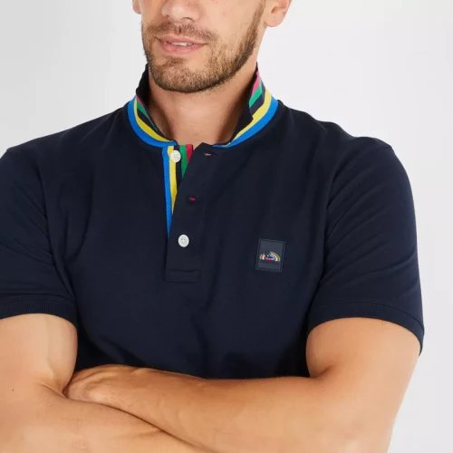 Polo Manches Courtes Col Multico Bleu Fonce – Image 3