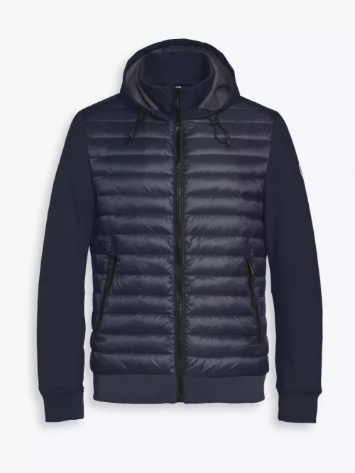 Grosse Piece Blouson Bi-matiere Capuche Fixe Bleu Fonce