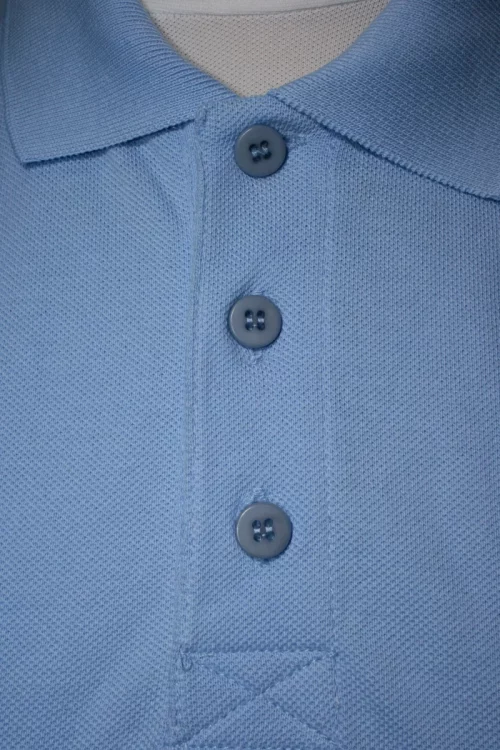 Polo Manches Courtes Pique Uni Bleu Clair – Image 2