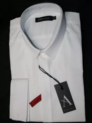 Chemise Manches Longues Ville Slim Twill Uni Mousquetaires Beige Clair