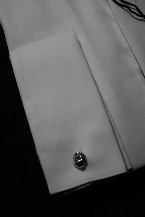 Chemise Manches Longues Ville Slim Twill Uni Mousquetaires Beige Clair – Image 5