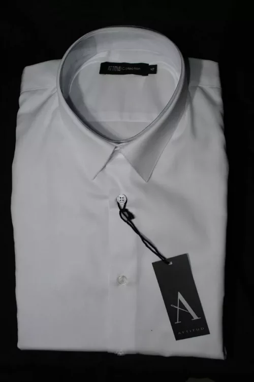 Chemise Manches Longues Ville Twill Uni Slim Blanc