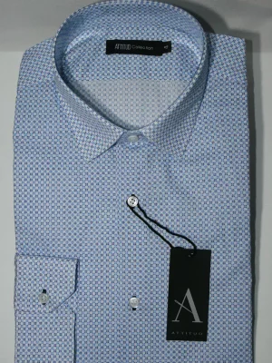 Chemise Manches Longues Ville Imp Geo Fleches Modern Bleu Clair
