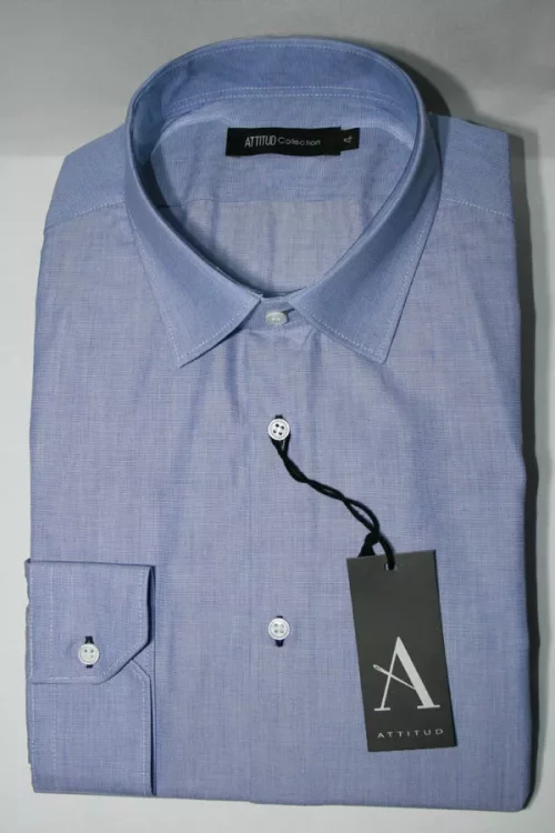 Chemise Manches Longues Ville Fil A Fil Modern Bleu Clair