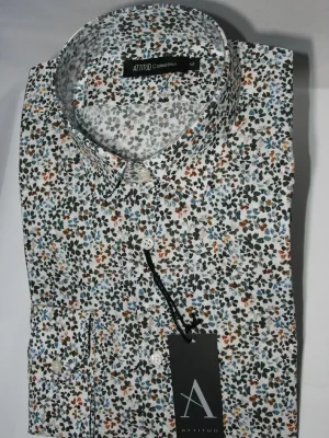 Chemise Manches Longues Ville Imp Fleurs Modern Kaki Moyen