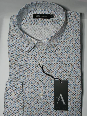 Chemise Manches Longues Ville Imp Ronds Modern Beige Moyen