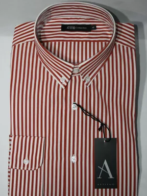 Chemise Manches Longues Ville Rayure Baton Modern Orange Moyen
