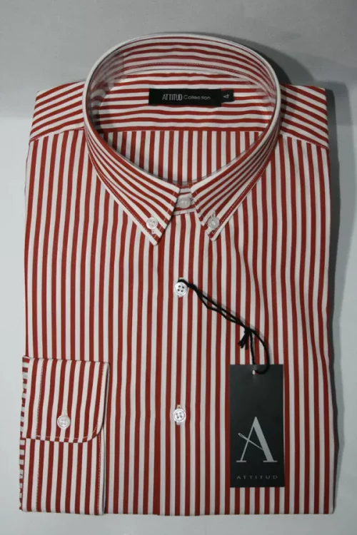 Chemise Manches Longues Ville Rayure Baton Modern Orange Moyen