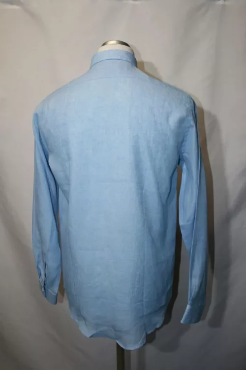 Chemise Manches Longues Ville Lin Uni Modern Bleu Clair – Image 2