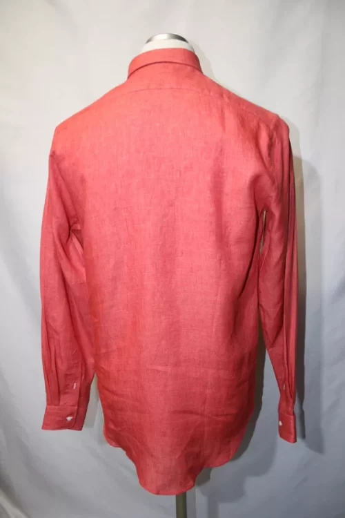 Chemise Manches Longues Ville Lin Uni Modern Rose Moyen – Image 2