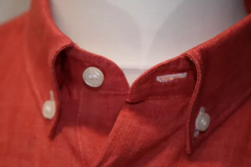 Chemise Manches Longues Ville Lin Uni Modern Rose Moyen – Image 3