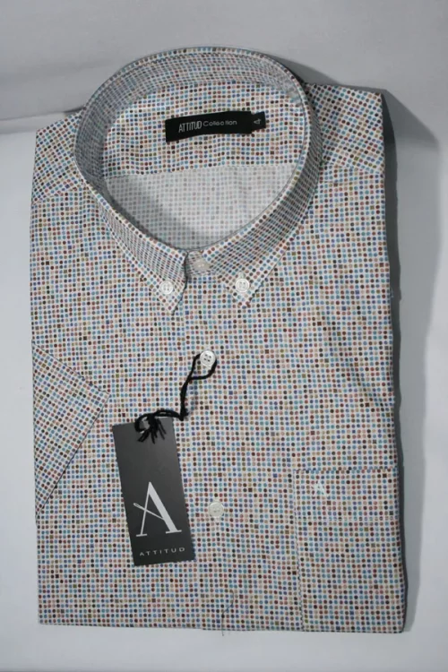 Chemise Manches Courtes Ville Imp Ronds Couleur Modern Rouge Moyen
