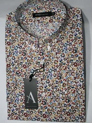 Chemise Manches Courtes Ville Imp Fleurs Modern Rouge Moyen
