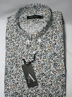 Chemise Manches Courtes Ville Imp Fleurs Modern Kaki Moyen