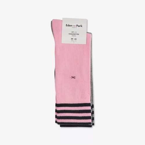Accessoire Chaussettes Coffret Trio Cerclage Rose Moyen – Image 2