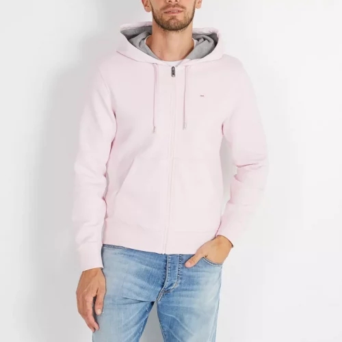 Pull Sweat  Molleton Capuche Rose Clair