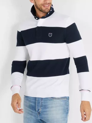 Pull Col Cheminee Rayure Bicolore Blanc