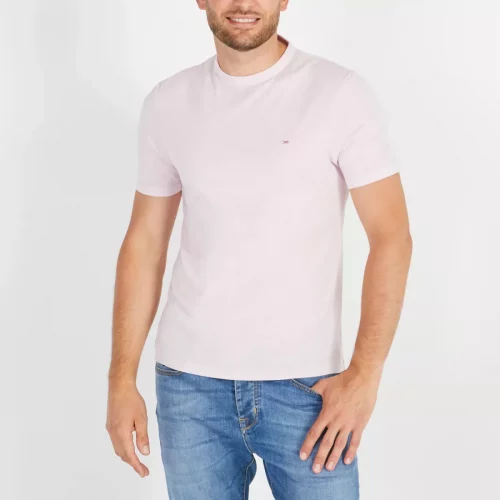 T-shirt Manches Courtes Lyocell Coton Rose Clair
