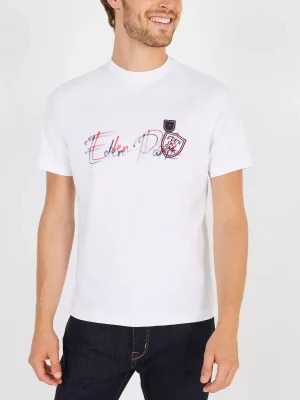 T-shirt Manches Courtes Print Eden Poitrine Blanc