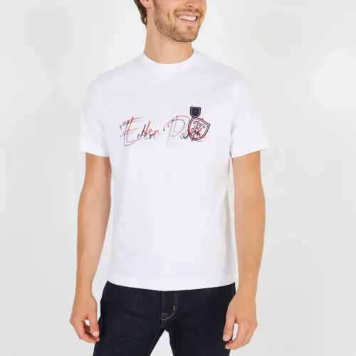 T-shirt Manches Courtes Print Eden Poitrine Blanc