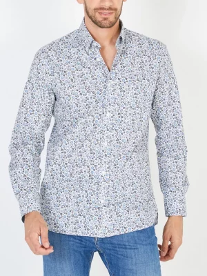 Chemise Manches Longues Sport Imp Fleurs Bleues Bleu Moyen