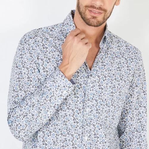 Chemise Manches Longues Sport Imp Fleurs Bleues Bleu Moyen – Image 3