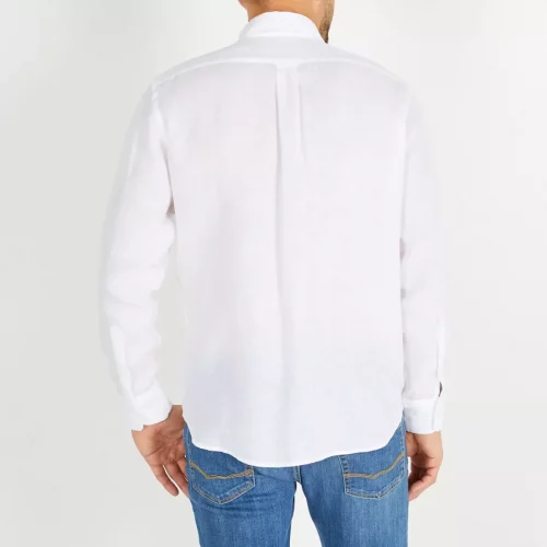 Chemise Manches Longues Sport Lin Uni Blanc – Image 2