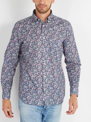 Chemise Manches Longues Sport Imp Fleurs Roses Rose Moyen