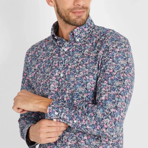 Chemise Manches Longues Sport Imp Fleurs Roses Rose Moyen – Image 3