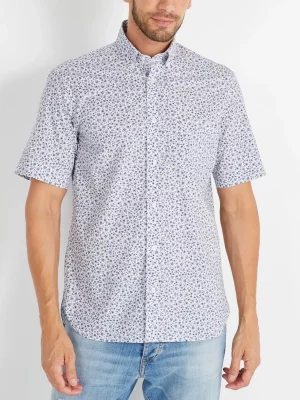 Chemise Manches Courtes Sport Imp Fleurs  Bleu Moyen