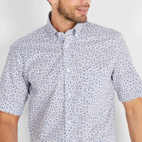 Chemise Manches Courtes Sport Imp Fleurs  Bleu Moyen – Image 3