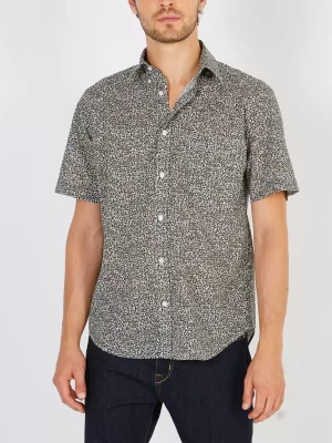 Chemise Manches Courtes Sport Imp Geo Noeuds Kaki Moyen