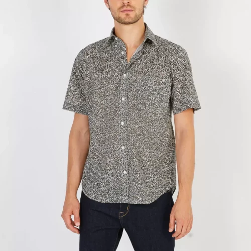 Chemise Manches Courtes Sport Imp Geo Noeuds Kaki Moyen