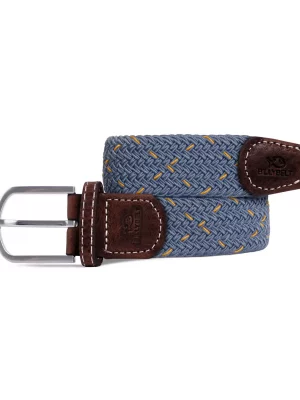 Accessoire Ceinture Tressee Unie Bleu Moyen