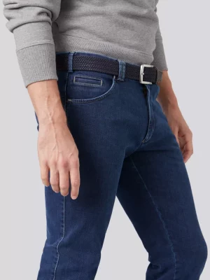 Jean Denim Denim Stretch Contraste Camel Bleu Fonce