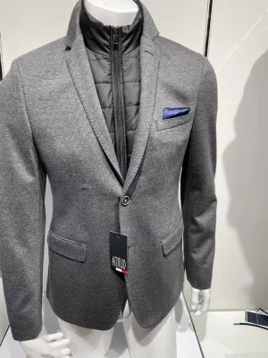 Veste Ville Jersey 1000 Raies Las Gris Moyen