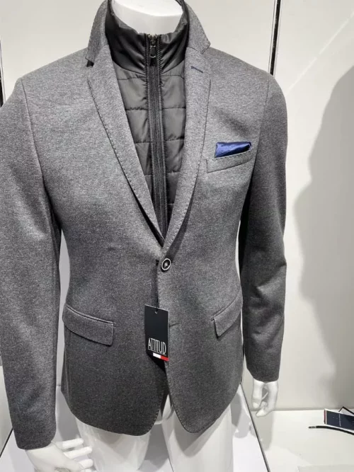Veste Ville Jersey 1000 Raies Las Gris Moyen