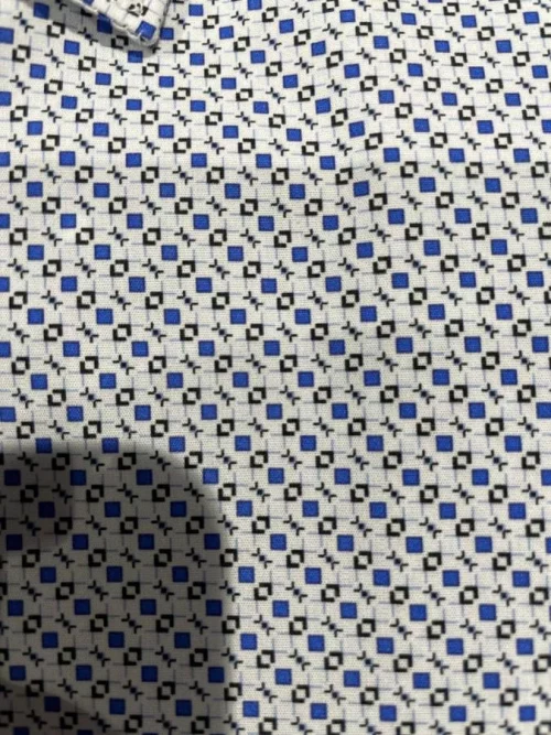 Chemise Manches Longues Ville Imp Carres Bleu Moyen – Image 2