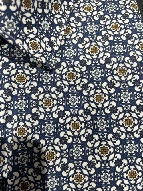Chemise Manches Longues Ville Imp Arabesques Bleu Fonce – Image 2