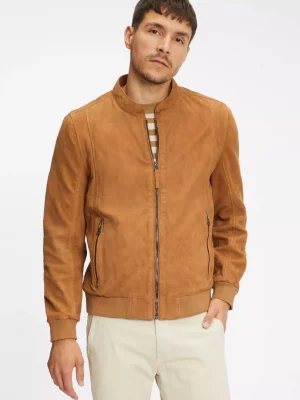 Cuir Blouson Nubuck Agneau Teddy Beige Moyen