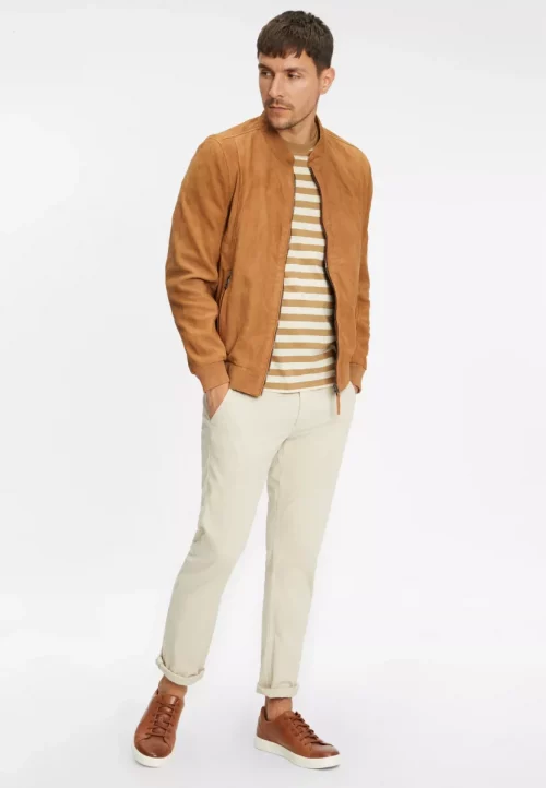 Cuir Blouson Nubuck Agneau Teddy Beige Moyen – Image 3