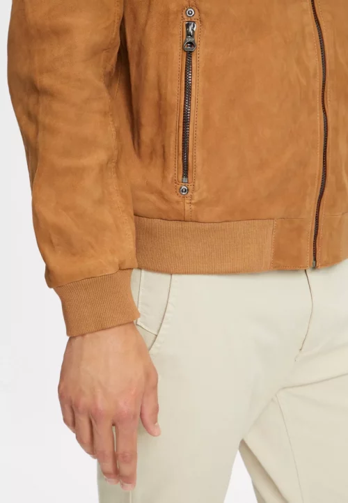 Cuir Blouson Nubuck Agneau Teddy Beige Moyen – Image 4
