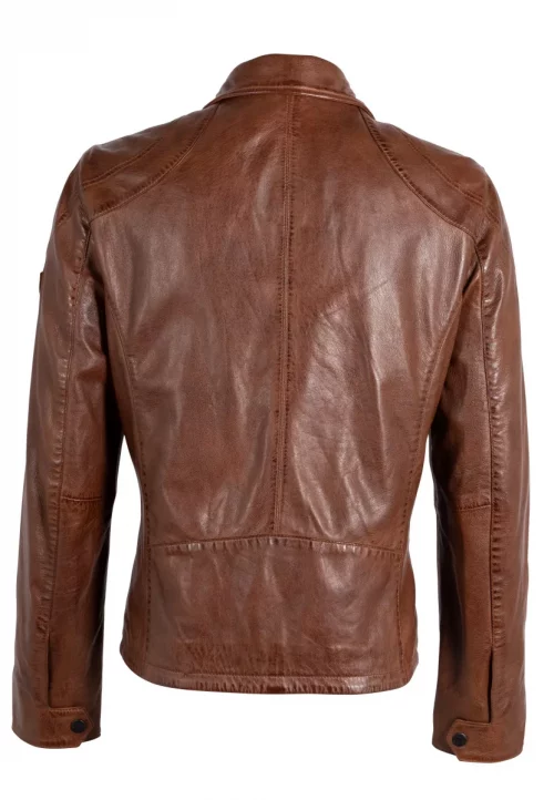 Cuir Blouson Agneau Col Chemise Beige Moyen – Image 2