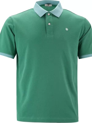 Polo Manches Courtes Col Contraste  Vert Moyen