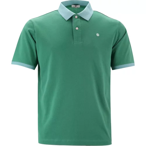 Polo Manches Courtes Col Contraste  Vert Moyen