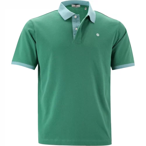 Polo Manches Courtes Col Contraste  Vert Moyen – Image 3