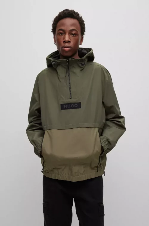 Grosse Piece Blouson Coupe Vent Enfilable Kaki Fonce