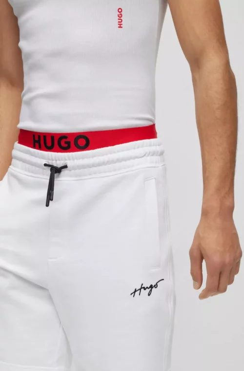 Pantalon Bermuda  Relaxed Molleton Signature Blanc
